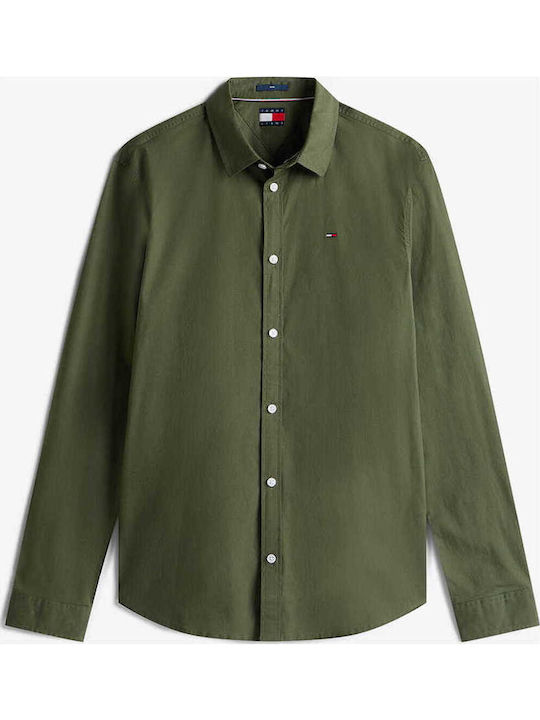 Long-sleeved Denim Shirt Olive