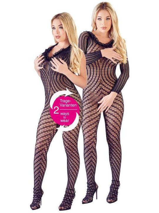 Mandy Mystery Sexy Bodystocking Mesh with Open Crotch Black