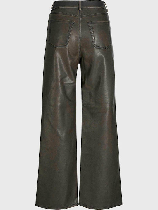 Tokyo Women's High-waisted Fabric Trousers Brown