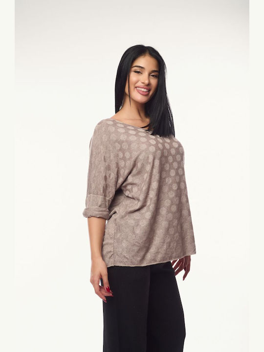 Women's Blouse Polka Dot Gray
