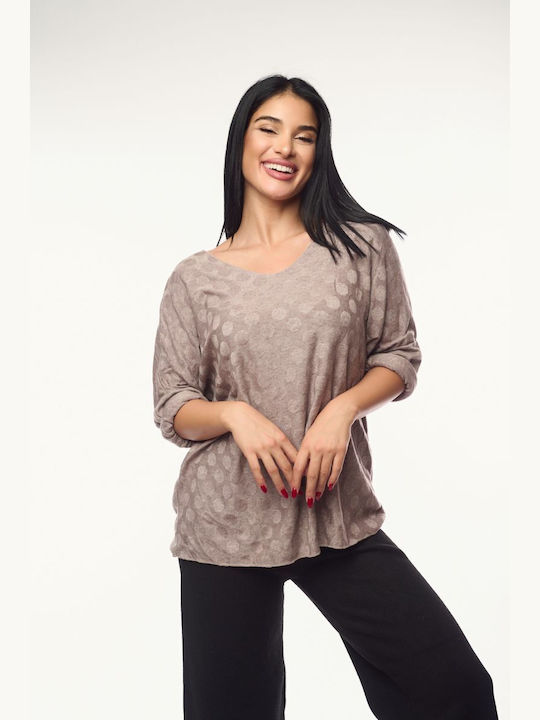 Women's Blouse Polka Dot Gray