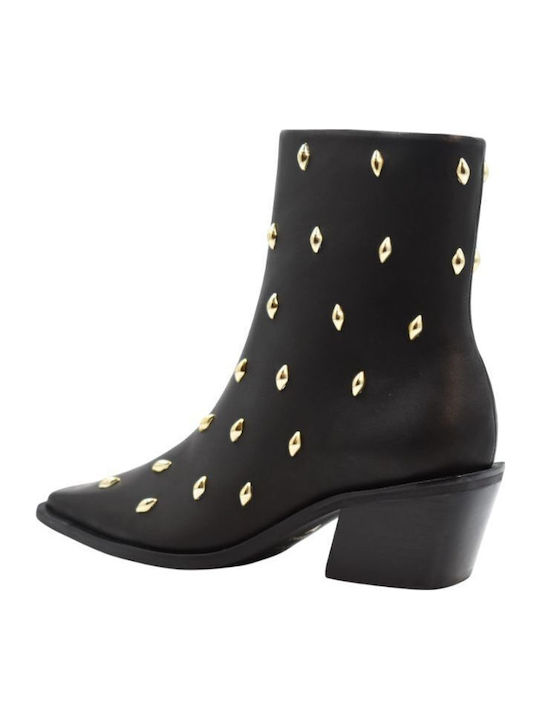Leder Stiefeletten Damen Schwarz