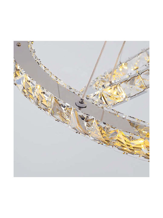 Alista Home Ρυθμιζόμενο Κρεμαστό Φωτιστικό Ασημί LED με Φυσικό Λευκό Φως με Κρύσταλλα