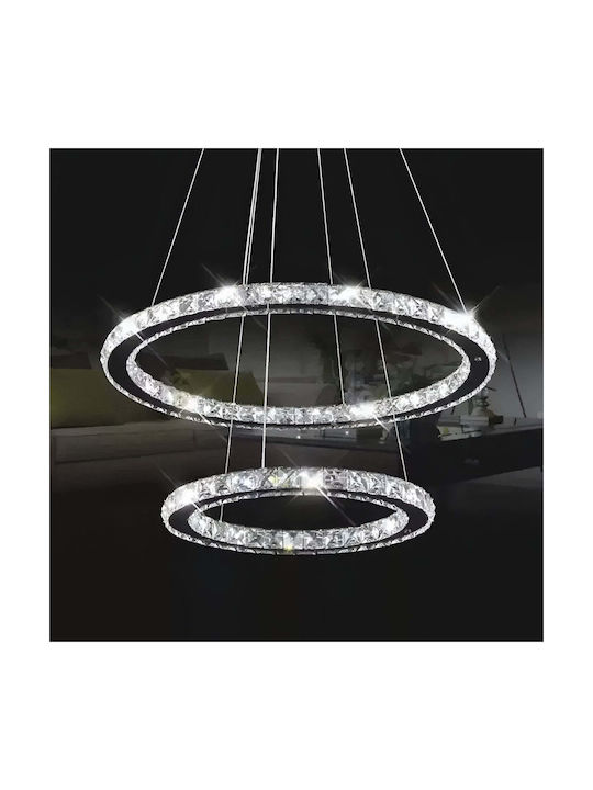 Alista Home Ρυθμιζόμενο Κρεμαστό Φωτιστικό Ασημί LED με Φυσικό Λευκό Φως με Κρύσταλλα