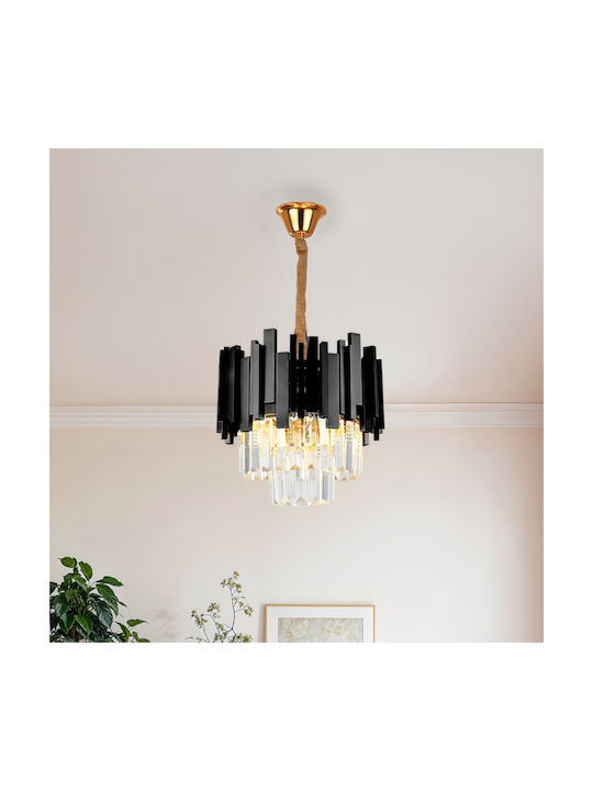 Alista Home Candelabru 3xE14 Ø30cm cu Cristale Negru AT1CT-IM1P-HT2L-CC110/300BK