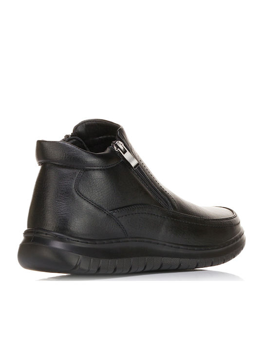 Leather Black Men's Boots with Zipper