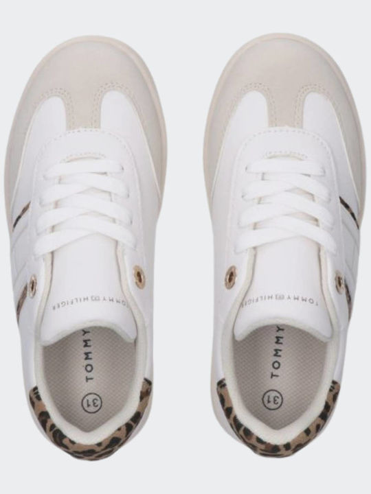 Cut Lace-up Kids Sneakers White