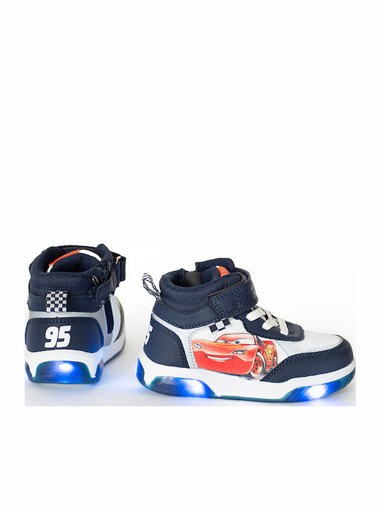 Cars Kids Sneakers High with Hoop & Loop Closure Blue