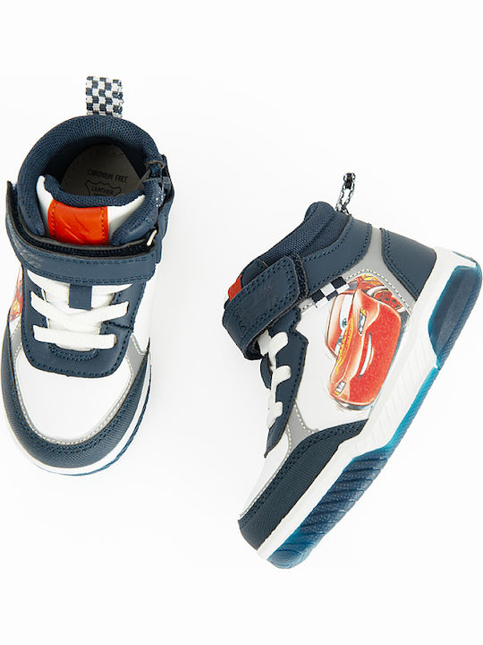 Cars Kids Sneakers High with Hoop & Loop Closure Blue