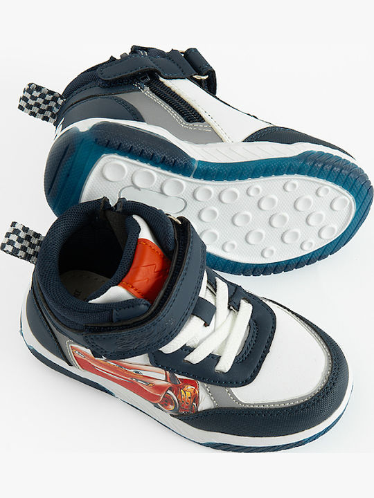 Cars Kids Sneakers High with Hoop & Loop Closure Blue