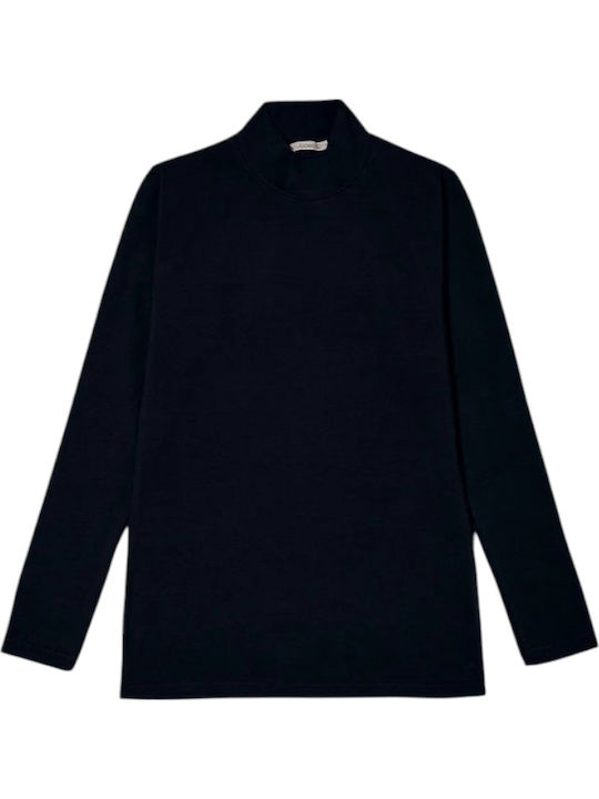 Women's Long Sleeve Turtleneck T-Shirt Blue-navy