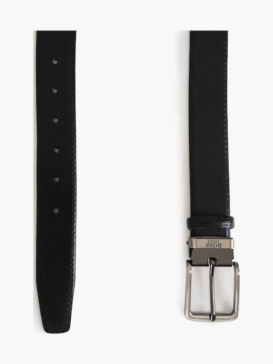 Men's Belt Leather Knitted Black
