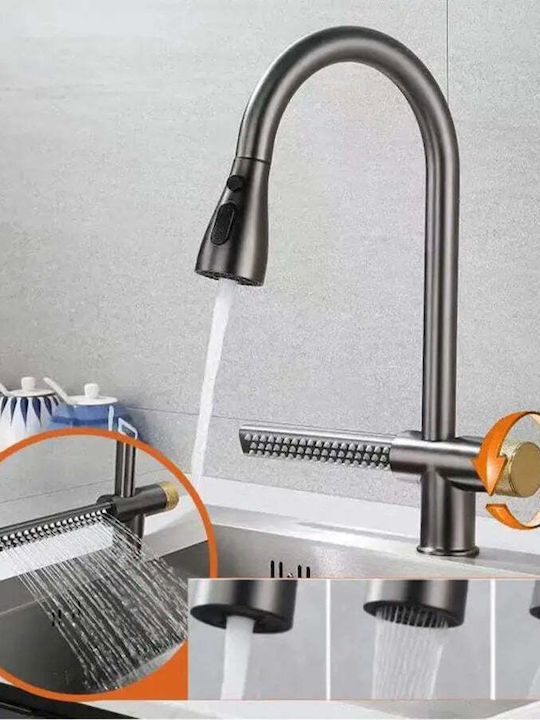 Alista Home Yb1500n Baterie Chiuvetă Bucătărie Bancă Cu Duș Extractibil Argintiu