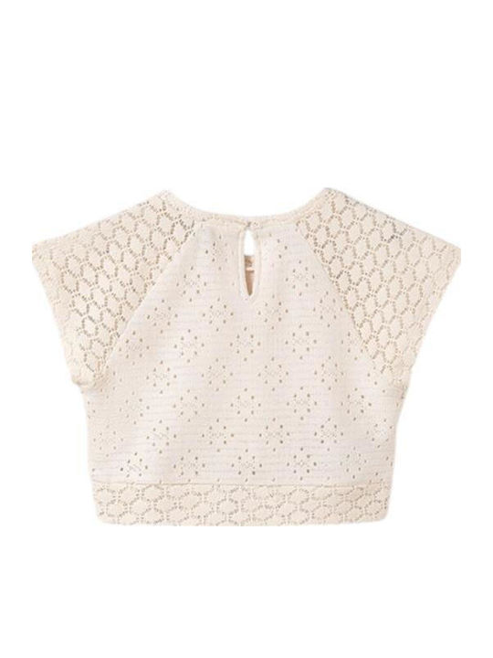 Kids' Crop Top Short Sleeve Beige