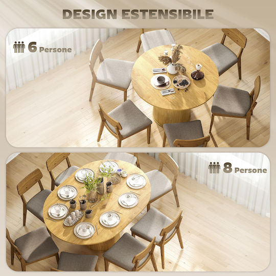 Masa Ovală Extensibilă Pentru Sala De Mese Metalică Culoarea Nuanței De Lemn 150x110x75cm