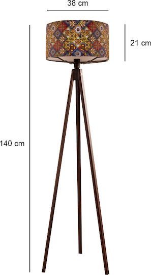 Megapap Rosling Floor Lamp H140xW38cm. with Socket for Bulb E27 Multicolour