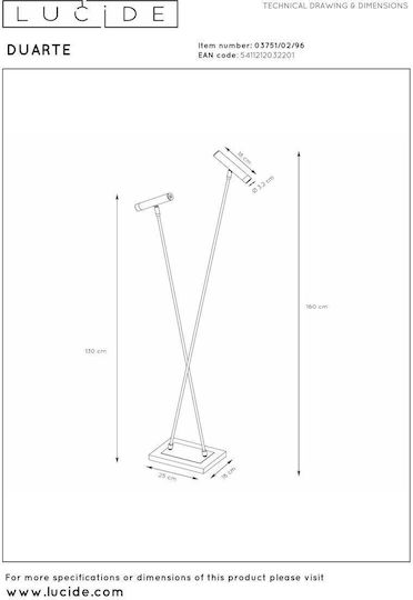 Lucide Lightning Duarte Lampa de podea cu Soclu pentru Bec G9 Maro