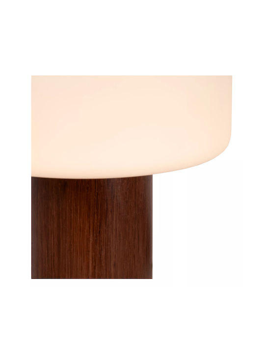Lucide Lightning Kenan Ξύλινο Πορτατίφ για Ντουί E14 με Μπεζ Καπέλο και Βάση
