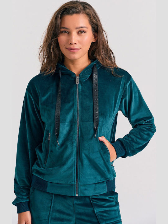 Women's Cardigan with Zipper Green