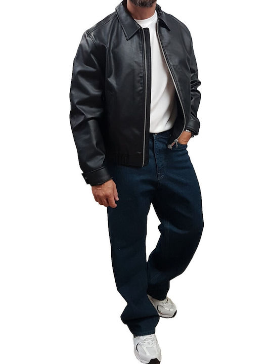 Jack & Jones Geacă din Piele Sintetică Neagră