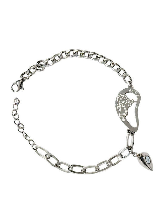 Women's Bracelet Set Chain for Couples made of Steel Gold Plated