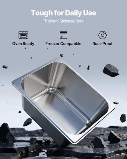 Vevor 1/2 Size Gastronorm Pans Lids Steam Pans 6" Deep Stainless Steel 2 Pack