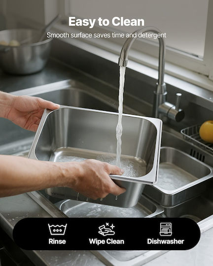 Vevor 1/2 Size Gastronorm Pans Lids Steam Pans 6" Deep Stainless Steel 2 Pack