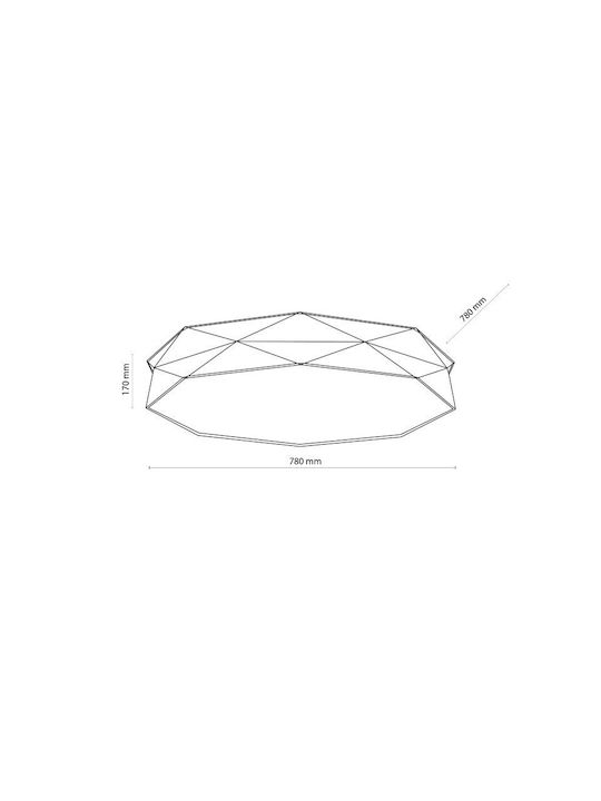 TK Lighting Kantoor Ceiling Mount Light 78cm Gray with Socket E27
