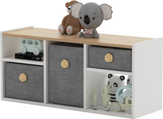 Kids Wooden Bookcase White 103.6x35x46cm