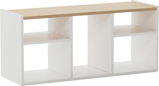 Kids Wooden Bookcase White 103.6x35x46cm