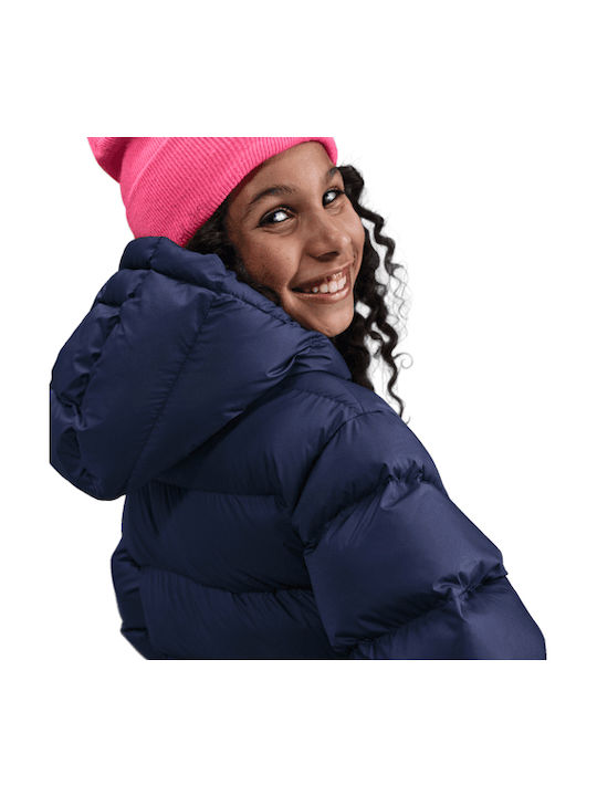 Puffer Kinder Sport Jacke mit Kapuze Blau