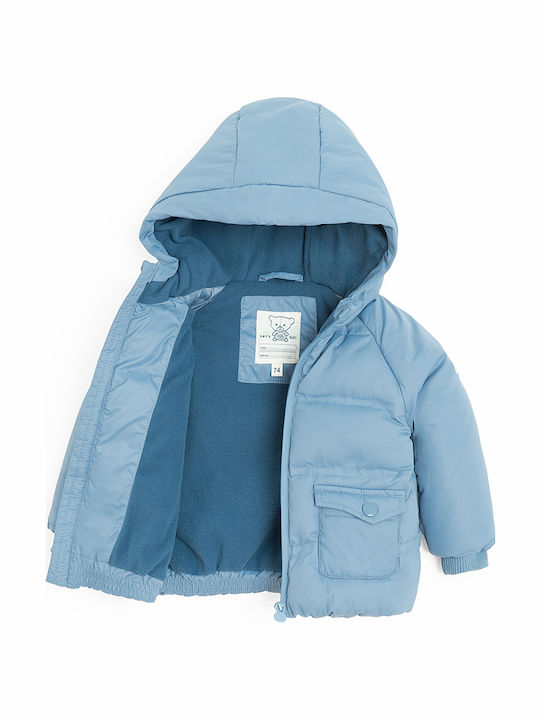 Kids Casual Short Hooded Blue Coat