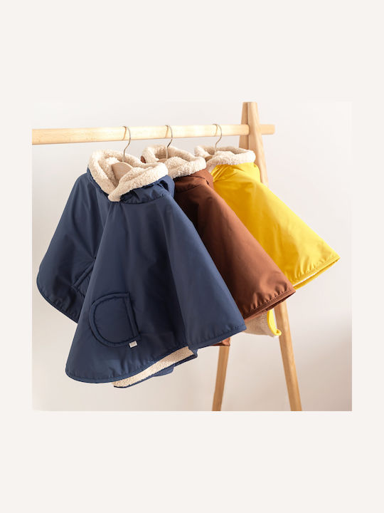 Waterproof Kids Coat Long Windproof with Lining Hood Yellow