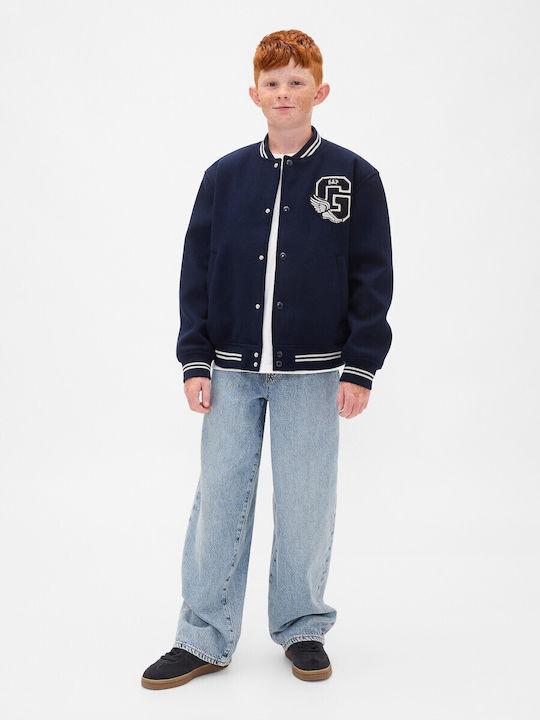 Kids' Bomber Long with Lining Blue Logo