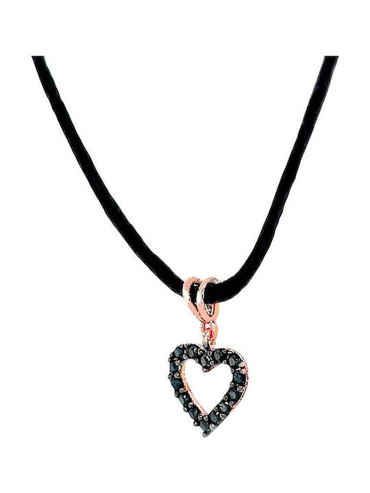 Xryseio Charm Inimă Din Oțel Cu Zircon Negru