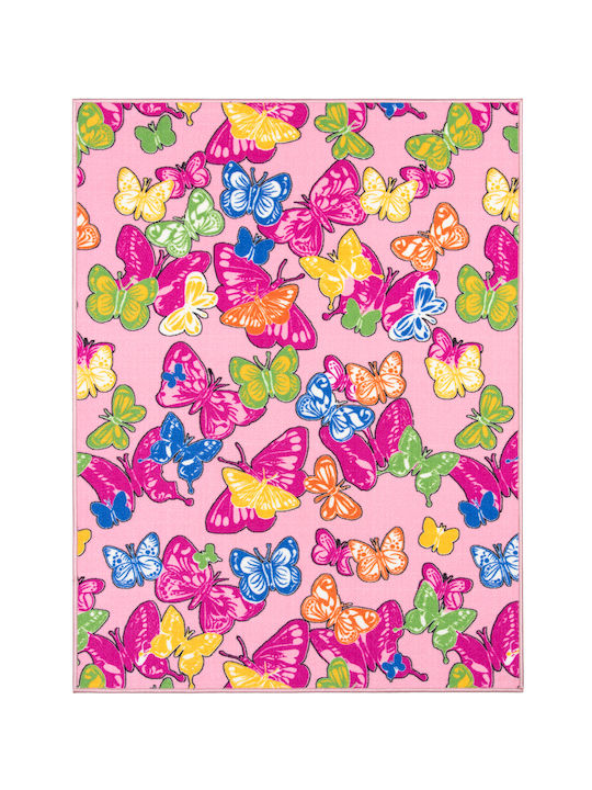 Kids Rug Playroom Butterflies Pink 120x160
