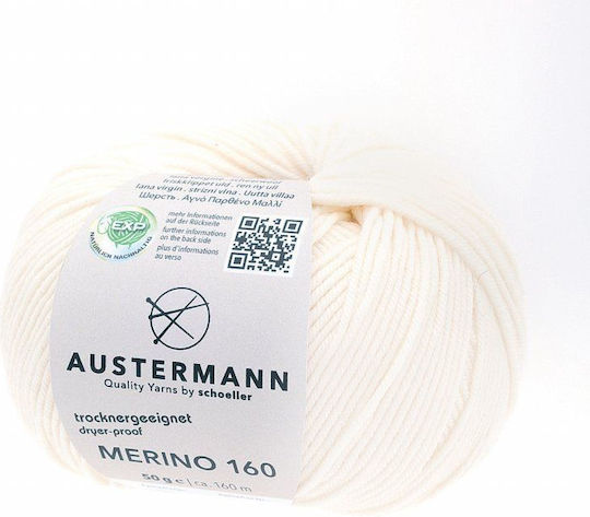 100% Fire De Tricotat Din Lână Merino Austermann Merino 160 Exp 210 Fire De Tricotat Pentru Tricotat Croșetat Alb 160 M