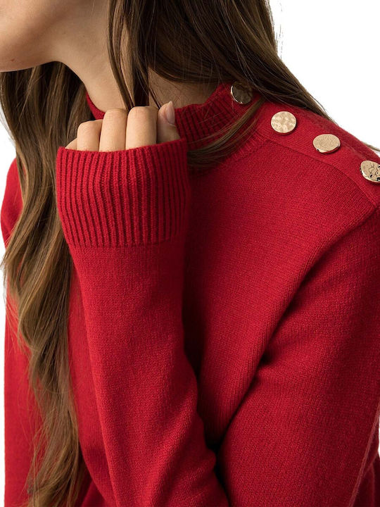 Women's Long Sleeve Turtleneck Sweater Red