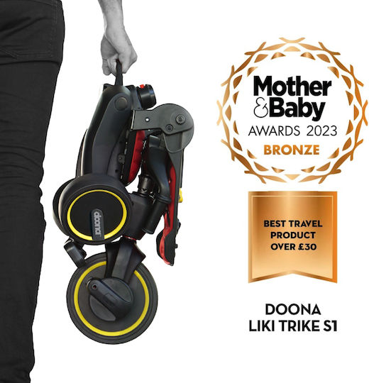 Doona Tricicletă pentru copii Liki Trike S1 Pliabil, Transformabil cu Mâner Parental & Cort pentru 10+ luni Flame Red