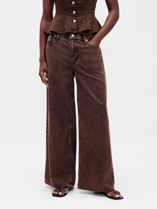 Damenjeans Mittelhohe Taille in Schlanker Passform Dark Brown
