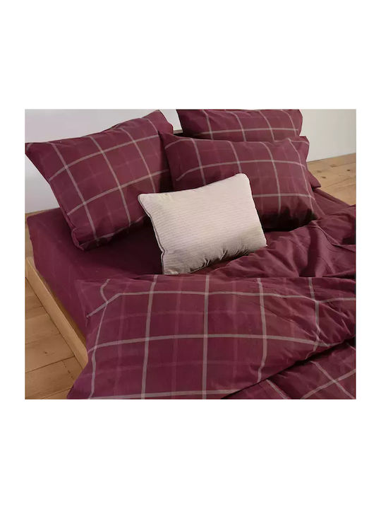 Nef-Nef Homeware Naiberg Super-Double Bed Sheets Set 240x260cm Bordo 4pcs