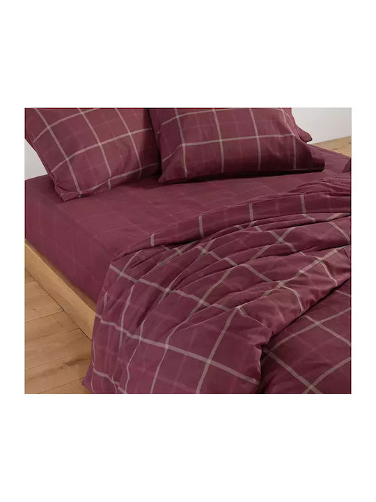 Nef-Nef Homeware Naiberg Super-Double Bed Sheets Set 240x260cm Bordo 4pcs