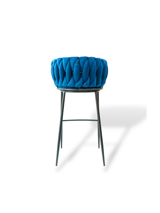 Σκαμπό Μπαρ Επενδυμένο με Βελούδο Moritz Vlt04blue Μπλέ 55x58x79εκ.