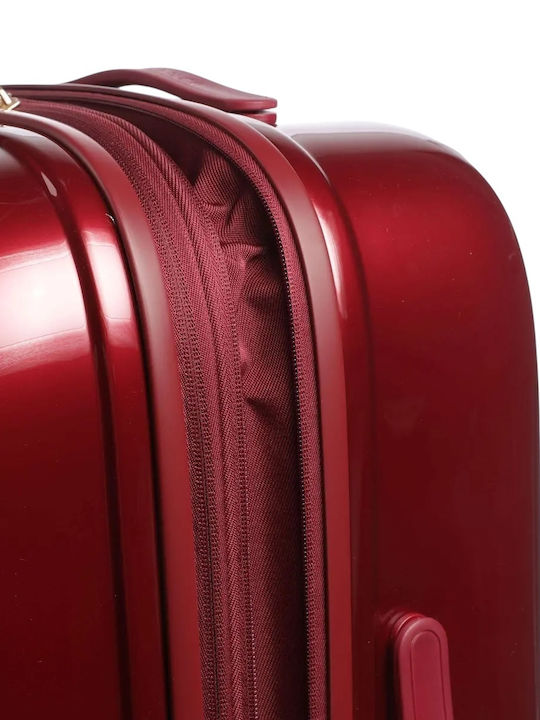 Mandarina Duck Logoduck+ Μεσαία Βαλίτσα Ταξιδίου Σκληρή Σκούρο Κόκκινο Μεταλλικό με 4 Ρόδες Ύψους 69εκ.