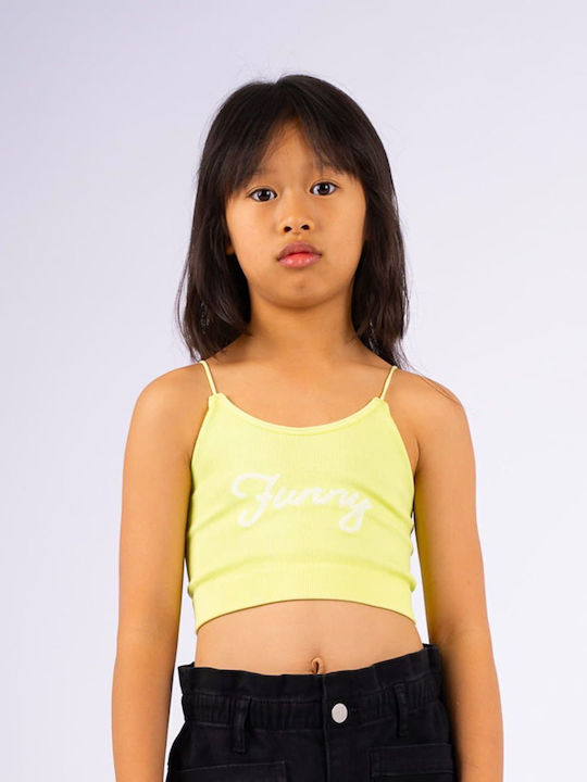 Παιδικό Crop Top Αμάνικο Κίτρινο neon Funny