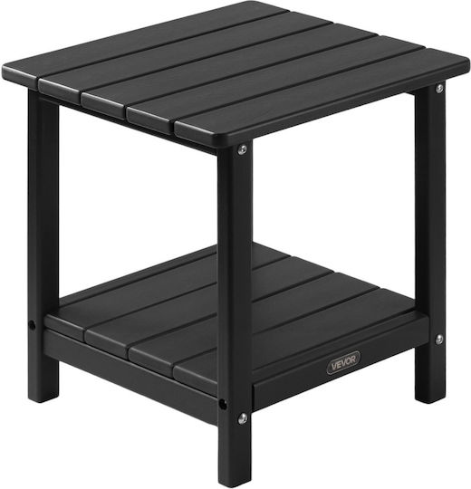 Sitting Room Outdoor Free Standing Table with Plastic Surface and Wood Frame Black 45x45xcm