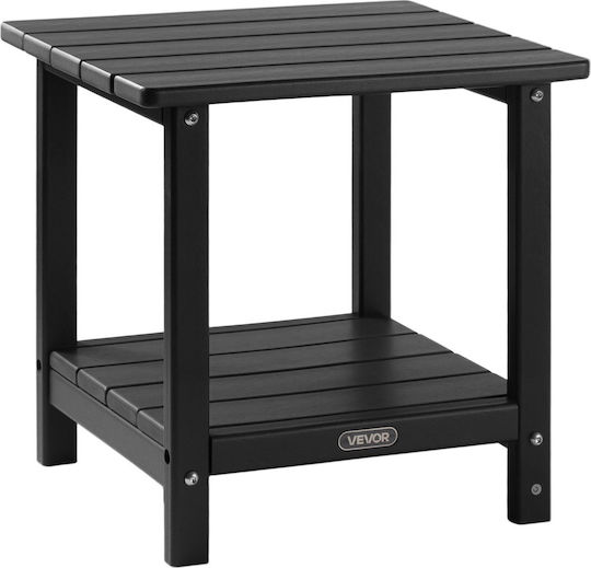 Sitting Room Outdoor Free Standing Table with Plastic Surface and Wood Frame Black 45x45xcm