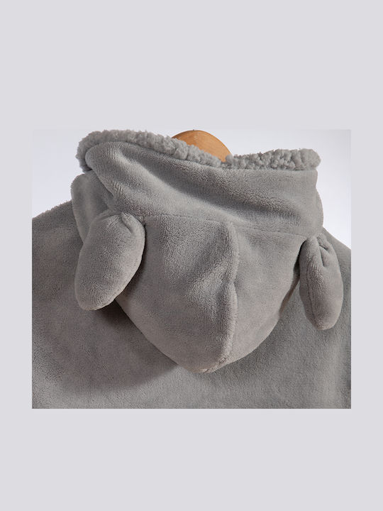 Nef-Nef Homeware Βρεφικό Πόντσο-Μπουρνούζι με Κουκούλα Sleeping Lion Grey