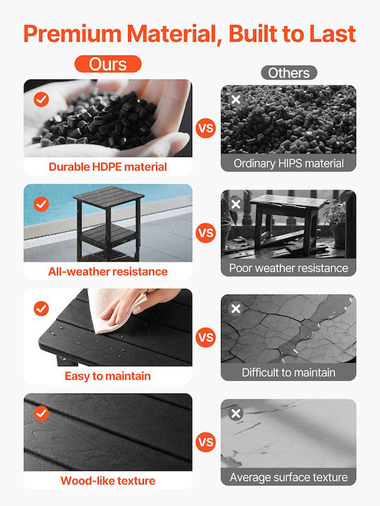 Tisch Stabil Black 45x45cm