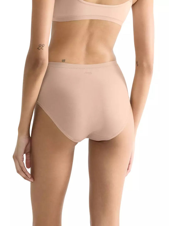 Go Daily Cotton Midi Βαμβακερά Ψηλόμεσα Γυναικεία Slip 3Pack Μπεζ